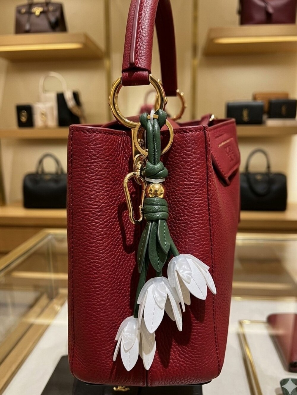 Piper K White Floral Bag Charm - Picture 5 of 7